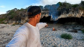 SOLO CAMPING IN A CAVE ON A DESERTED ISLAND with no food [upl. by Ryle381]