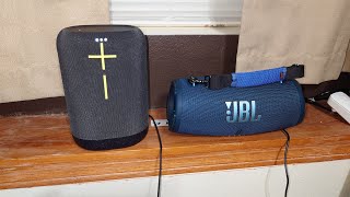 Ultimate Ears EpicBoom vs JBL Xtreme 3 🪟 On A Ledge🔌Plugged In Battle of Midsize Bluetooth Speakers [upl. by Lem403]