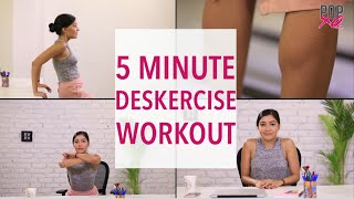 5 Minute Easy Office Exercise Routine For Women  POPxo [upl. by Valorie]