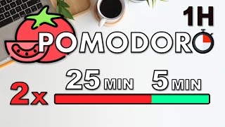 1H Pomodoro Technique  Study Timer 2x 25 Min  Focus Session [upl. by Nolahp]