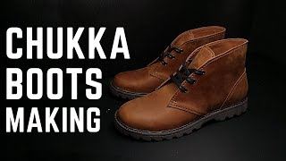 Leather chukka boots making by handmade [upl. by Rasec]