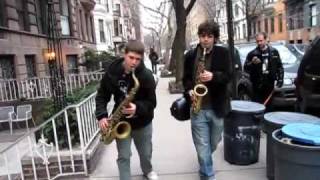 Dueling Saxophones perfect NYC street music [upl. by Demahom]