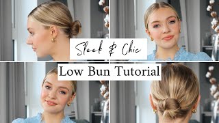 LOW BUN TUTORIAL  SLEEK amp EASY HAIRSTYLE [upl. by Cilka347]