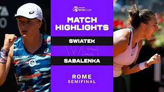 Iga Swiatek vs Aryna Sabalenka  2022 Rome Semifinal  WTA Match Highlights [upl. by Yasmine]