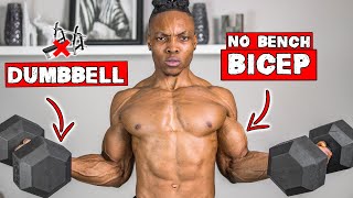 DUMBBELL ONLY BICEP WORKOUT AT HOME  NO BENCH NEEDED [upl. by Carolle]