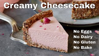 Vegan NoBake Cheesecake GlutenFree Refined SugarFree Easy [upl. by Anilatac]