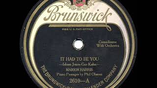 1924 Marion Harris  It Had To Be You [upl. by Yrrap]