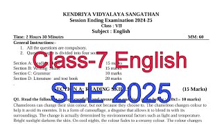 Class7 English  Annual Exam Question Paper  Session 202425 Session Ending Exam for KV students [upl. by Naux445]