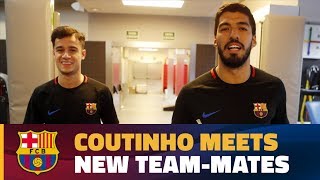 Philippe Coutinho meets his new teammates [upl. by Dorella]