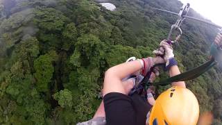 1K Zip line in Costa Rica Monteverde Cloud Forest Wearing my Go Pro Hero2 [upl. by Enybor]