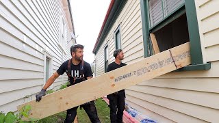 Installing Timber Beams to Make One BIG Room [upl. by Nottnerb]