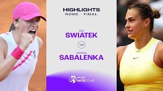 Iga Swiatek vs Aryna Sabalenka  2024 Rome Final  WTA Match Highlights [upl. by Haissi]