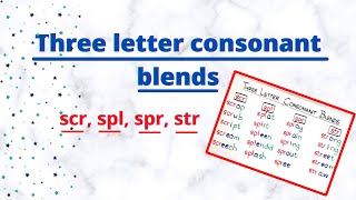 Three Letter Consonant Blends  scr  spl  spr  str  Initial Consonant Blends [upl. by Rhee]