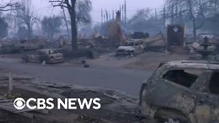 Videos show neighborhoods ravaged by California wildfires [upl. by Aicilav]