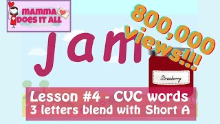 Lesson 4  Three Letter blends  Short quotAquot CVC words Step by step Learning to Read Phonetically [upl. by Adnileb]