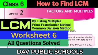 DAV class 6 maths chapter 2 worksheet 6  All Questions Solved [upl. by Ferrigno452]