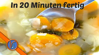 Gemüsebrühe Gemüsesuppe schnell und einfach im Schnellkochtopf  Rezept Fastenbrühe [upl. by Oidiple635]