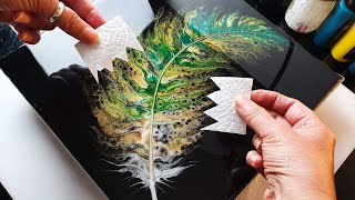 STUNNING Acrylic SWIPE Feather Painting Tutorial  ABcreative  Fluid Acrylic Pour [upl. by Eeral]