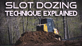 SLOT DOZING TECHNIQUES  Explained Slot Dozing Stripping Topsoil  Cat D5K Bulldozer  In Cab [upl. by Abbub]