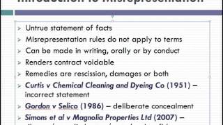 Misrepresentation Lecture 1 of 4 [upl. by Tonjes402]