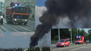 Grossbrand im Kleinhüninger Hafen  starke Rauchentwicklung  Grosseinsatz Feuerwehren Region Basel [upl. by Zolnay84]