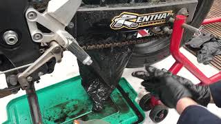 How To Clean And Lubricate Motorcycle O Ring or X Ring Chain And Sprockets [upl. by Mandie]