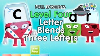 BacktoSchool  Alphablocks Level Four  Letter Blends  Three Letters  Full Episodes [upl. by Anuhsal306]